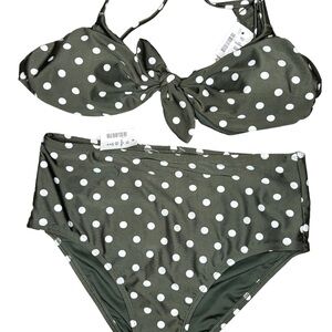 Aero!! Green Polka Dot Bikini Set